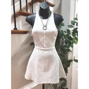 Top Shop Womens White Viscose Sleeveless Round Neck Knee Length Dress Petite 0